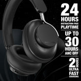 Naztech Aura 360 ANC Wireless Noise Cancelling Over-the-Ear Headphones | Midnight