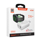 SpeedBoost 43W Three-Port USB-C PD + USB Fast Wall Charger with Built-In Apple Watch Charger | White