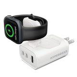 SpeedBoost 43W Three-Port USB-C PD + USB Fast Wall Charger with Built-In Apple Watch Charger | White