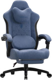 Dowinx Gaming Chair with Heated Massage Lumbar Support,Big and Tall Fabric Gaming Chairs for Adults with Footrest, Ergonomic Computer Game Chair with Poket Spring Cushions, 350lbs, Black