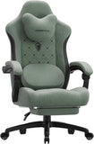 Dowinx Gaming Chair with Heated Massage Lumbar Support,Big and Tall Fabric Gaming Chairs for Adults with Footrest, Ergonomic Computer Game Chair with Poket Spring Cushions, 350lbs, Black