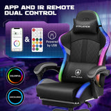 GTPLAYER RGB Gaming Chair, Computer Gamer Chair with Footrest and LED Lights.