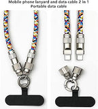 2 in 1 Cell Phone Lanyard Built-in USB Charging Cable, 4ft Phone Lanyard Crossbody with Fast Charging -  C-C