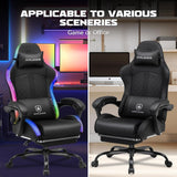 GTPLAYER RGB Gaming Chair, Computer Gamer Chair with Footrest and LED Lights.