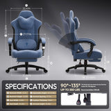 Dowinx Gaming Chair with Heated Massage Lumbar Support,Big and Tall Fabric Gaming Chairs for Adults with Footrest, Ergonomic Computer Game Chair with Poket Spring Cushions, 350lbs, Black
