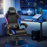 GTPLAYER RGB Gaming Chair, Computer Gamer Chair with Footrest and LED Lights.