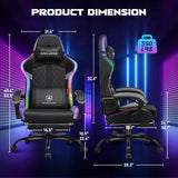 GTPLAYER RGB Gaming Chair, Computer Gamer Chair with Footrest and LED Lights.