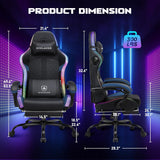 GTPLAYER RGB Gaming Chair, Computer Gamer Chair with Footrest and LED Lights.