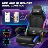 GTPLAYER RGB Gaming Chair, Computer Gamer Chair with Footrest and LED Lights.