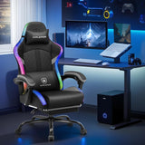 GTPLAYER RGB Gaming Chair, Computer Gamer Chair with Footrest and LED Lights.