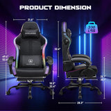 GTPLAYER RGB Gaming Chair, Computer Gamer Chair with Footrest and LED Lights.