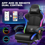 GTPLAYER RGB Gaming Chair, Computer Gamer Chair with Footrest and LED Lights.
