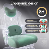 Dowinx Gaming Chair with Heated Massage Lumbar Support,Big and Tall Fabric Gaming Chairs for Adults with Footrest, Ergonomic Computer Game Chair with Poket Spring Cushions, 350lbs, Black