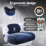 Dowinx Gaming Chair with Heated Massage Lumbar Support,Big and Tall Fabric Gaming Chairs for Adults with Footrest, Ergonomic Computer Game Chair with Poket Spring Cushions, 350lbs, Black