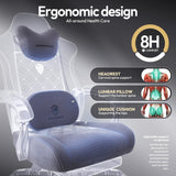 Dowinx Gaming Chair with Heated Massage Lumbar Support,Big and Tall Fabric Gaming Chairs for Adults with Footrest, Ergonomic Computer Game Chair with Poket Spring Cushions, 350lbs, Black