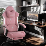 Dowinx Gaming Chair with Heated Massage Lumbar Support,Big and Tall Fabric Gaming Chairs for Adults with Footrest, Ergonomic Computer Game Chair with Poket Spring Cushions, 350lbs, Black