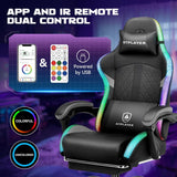 GTPLAYER RGB Gaming Chair, Computer Gamer Chair with Footrest and LED Lights.