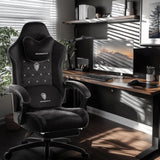 Dowinx Gaming Chair with Heated Massage Lumbar Support,Big and Tall Fabric Gaming Chairs for Adults with Footrest, Ergonomic Computer Game Chair with Poket Spring Cushions, 350lbs, Black
