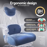 Dowinx Gaming Chair with Heated Massage Lumbar Support,Big and Tall Fabric Gaming Chairs for Adults with Footrest, Ergonomic Computer Game Chair with Poket Spring Cushions, 350lbs, Black