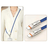 2 in 1 Cell Phone Lanyard Built-in USB Charging Cable, 4ft Phone Lanyard Crossbody with Fast Charging -  C-C
