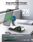 3-in-1 Magnetic Foldable Wireless Charging Station - Fast Charging for iPhone, Apple Watch & Apple Airpods.