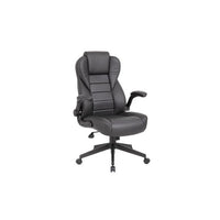 Boss Office Products High Back Flip Arm Vinyl Executive Chair in Black