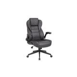 Boss Office Products High Back Flip Arm Vinyl Executive Chair in Black