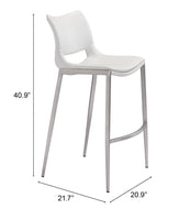 Ace Barstool White & Silver