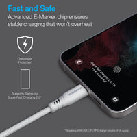 Naztech REcoil USB-C to USB-C Magnetic Cable 6ft  - White