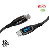 DigiWATT 240W USB-C to USB-C Digital Fast Charge Cable with LED Power Display | 6ft | Black