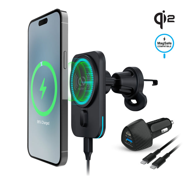 MagLock CAR 15W Magnetic Wireless Fast Charging Vent Mount with Qi2 | Black