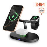 MaxCharge Pro 3-in-1 Wireless Charging Stand with 15W Magnetic Wireless Fast Charge | Black