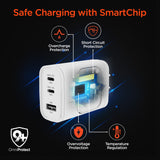 SpeedBoost 43W Three-Port USB-C PD + USB Fast Wall Charger with Built-In Apple Watch Charger | White