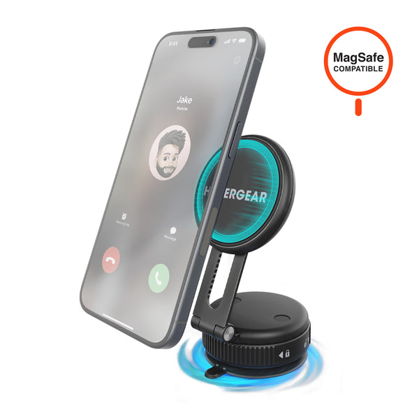 Mag Vac Magnetic Phone Mount with Vacuum Suction Cup Base | Multi-Surface | Black