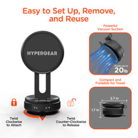 Mag Vac Magnetic Phone Mount with Vacuum Suction Cup Base | Multi-Surface | Black