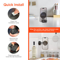 Mag Vac Magnetic Phone Mount with Vacuum Suction Cup Base | Multi-Surface | Black