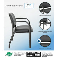 Boss Office Products Big and Tall Antimicrobial Vinyl Guest Chair, Black