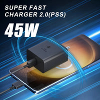 PD 45W USB C Super Fast Wall Charger for iPhone &  Samsung Galaxy Dual Type-C Quick Charging Cable