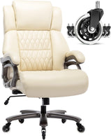 Big and Tall 400lbs Office Chair - Adjustable Lumbar Support Quiet Rubber Wheels Heavy Duty Metal Base, High Back Large Executive Computer Desk, Thick Padded Ergonomic Design for Back Pain (Black)