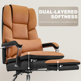 Furniliving Big and Tall Office Chair 500lbs, High Back Executive Leather Office Chair with Footrest.