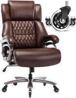 Big and Tall 400lbs Office Chair - Adjustable Lumbar Support Quiet Rubber Wheels Heavy Duty Metal Base, High Back Large Executive Computer Desk, Thick Padded Ergonomic Design for Back Pain (Black)