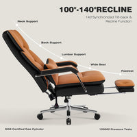 Furniliving Big and Tall Office Chair 500lbs, High Back Executive Leather Office Chair with Footrest.