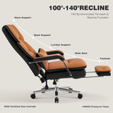 Furniliving Big and Tall Office Chair 500lbs, High Back Executive Leather Office Chair with Footrest.