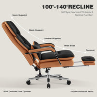 Furniliving Big and Tall Office Chair 500lbs, High Back Executive Leather Office Chair with Footrest.