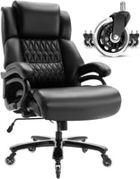 Big and Tall 400lbs Office Chair - Adjustable Lumbar Support Quiet Rubber Wheels Heavy Duty Metal Base, High Back Large Executive Computer Desk, Thick Padded Ergonomic Design for Back Pain (Black)