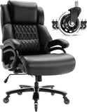 Big and Tall 400lbs Office Chair - Adjustable Lumbar Support Quiet Rubber Wheels Heavy Duty Metal Base, High Back Large Executive Computer Desk, Thick Padded Ergonomic Design for Back Pain (Black)