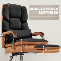 Furniliving Big and Tall Office Chair 500lbs, High Back Executive Leather Office Chair with Footrest.