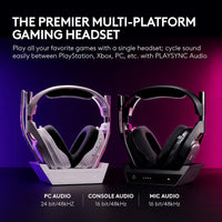 Logitech G Astro A50 X Omni-Platform Wireless Gaming Headset + Base Station for PS5, Xbox, PC: PLAYSYNC Video & Audio Switcher, HDMI 2.1 4K 120Hz VRR, &lt;24 bit/48 kHz, 24hr Battery, 2.4GHz & BT - Black