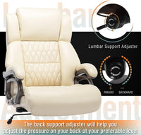 Big and Tall 400lbs Office Chair - Adjustable Lumbar Support Quiet Rubber Wheels Heavy Duty Metal Base, High Back Large Executive Computer Desk, Thick Padded Ergonomic Design for Back Pain (Black)
