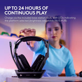 Logitech G Astro A50 X Omni-Platform Wireless Gaming Headset + Base Station for PS5, Xbox, PC: PLAYSYNC Video & Audio Switcher, HDMI 2.1 4K 120Hz VRR, &lt;24 bit/48 kHz, 24hr Battery, 2.4GHz & BT - Black